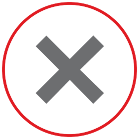 grey x in a red circle