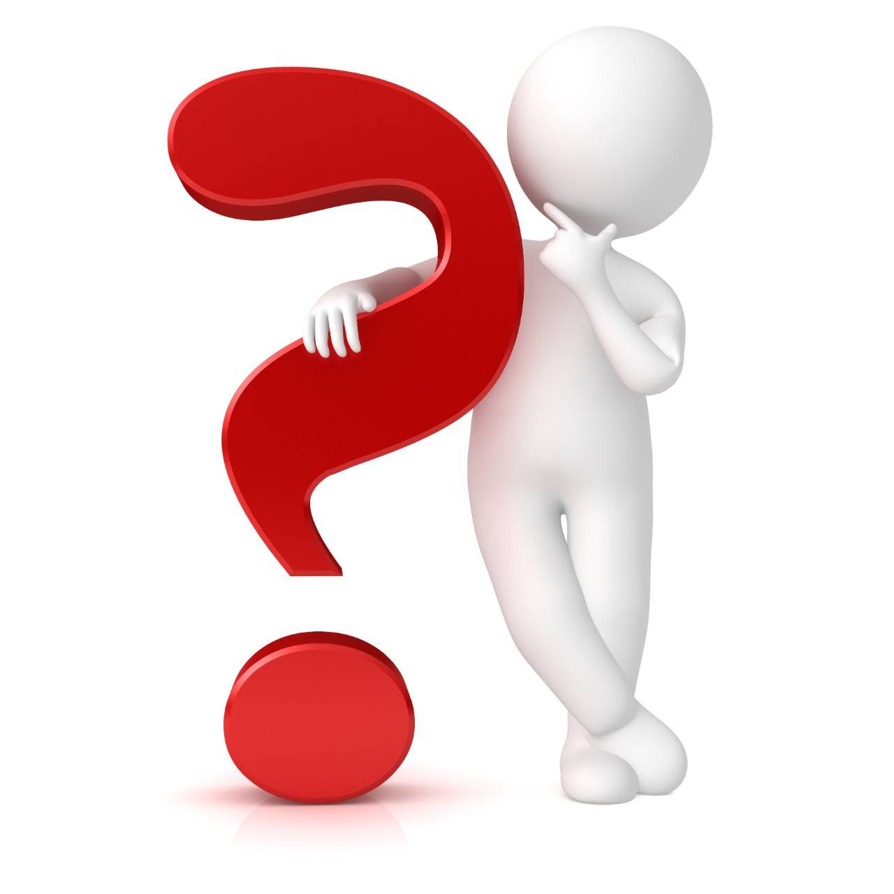 question mark and white thinking stick figure man