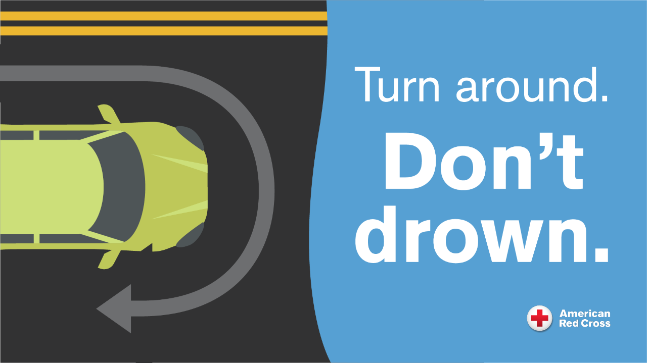 Graphic warning of driving into floodwaters