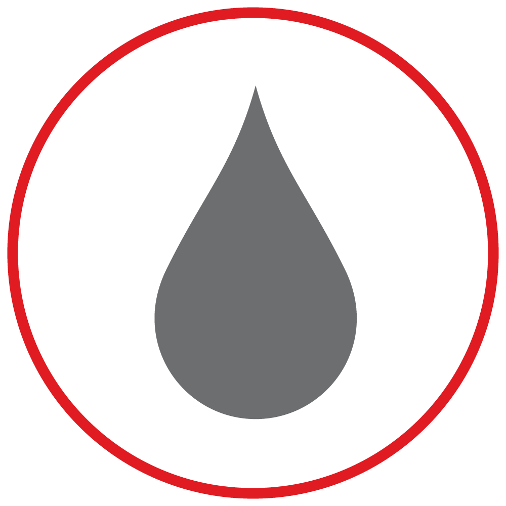blood drop icon in red circle.