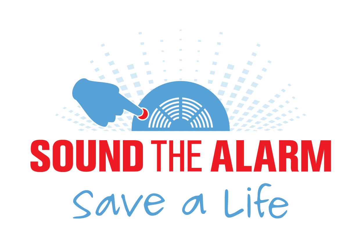 Sound the alarm save a life banner with Red Cross logo.