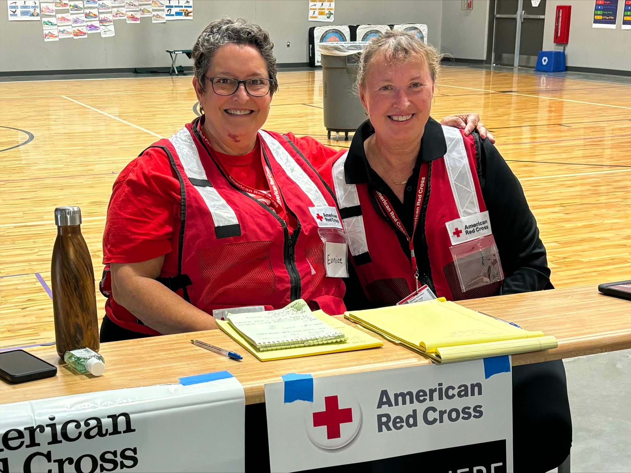 Volunteers at a sheltering location in Iowa