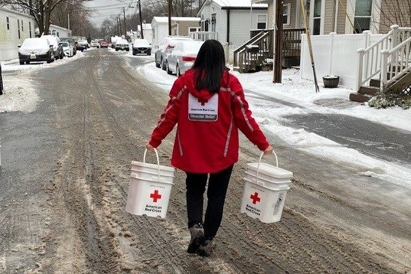 Volunteer during a flood