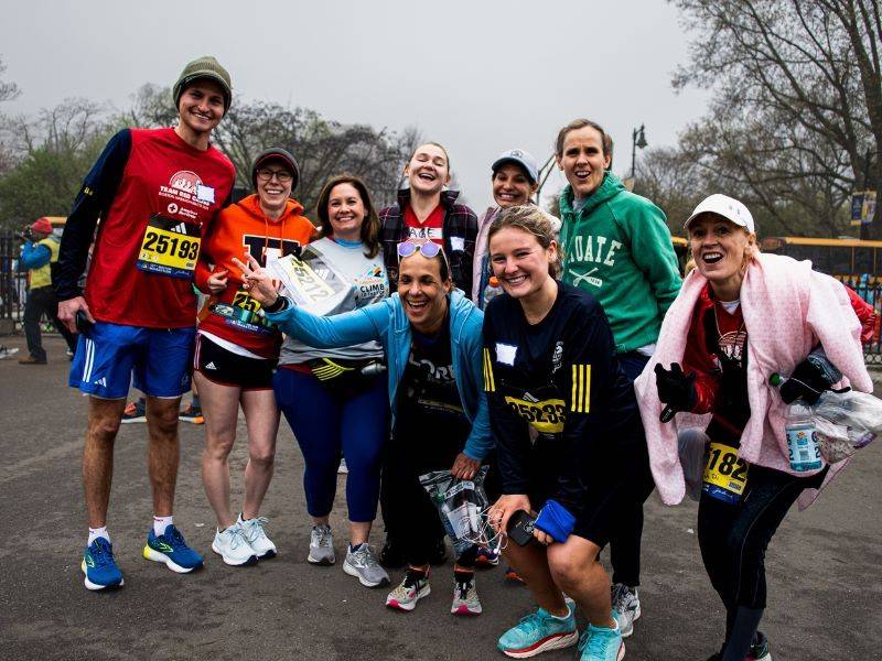 Group picture of Boston Marathon runners.