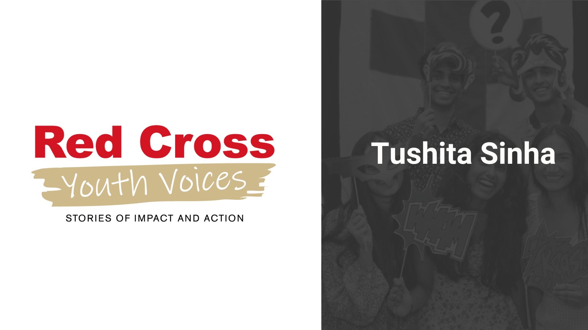 red cross youth voices logo with tushita's name