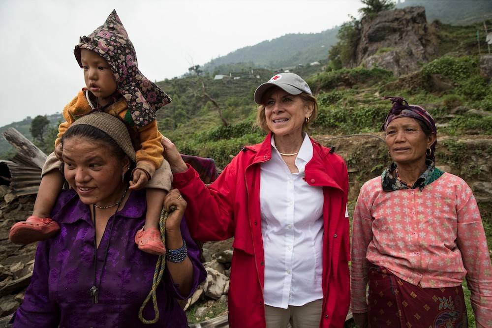 Gail McGovern in Nepal after the 2015 earthquake