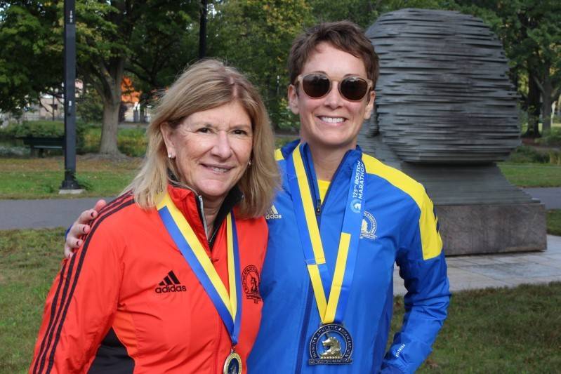 Karen Teller at the Boston Marathon in 2015 - Team Red Cross