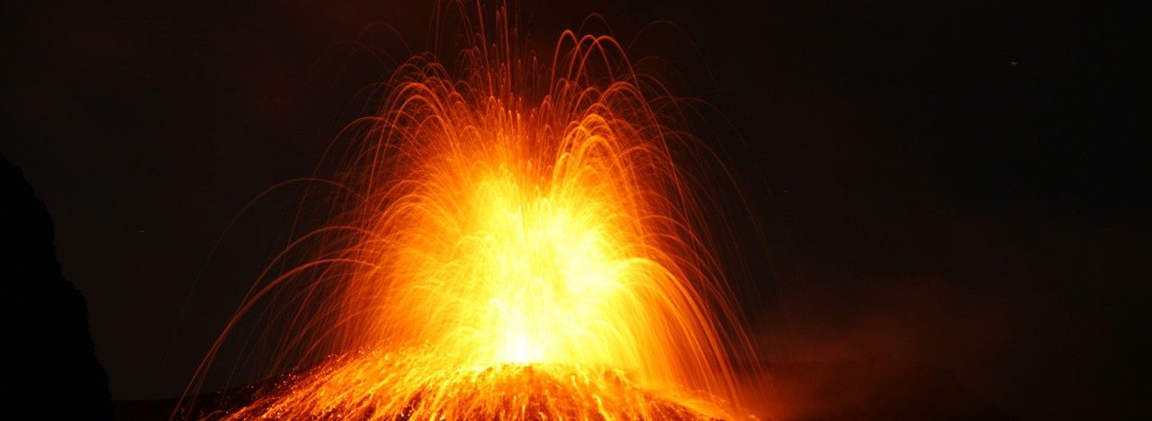 A volcano erupting