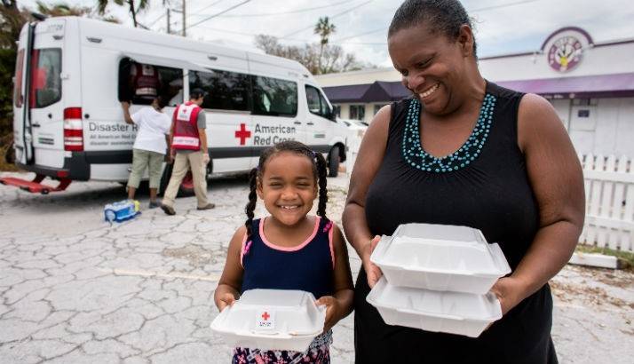Mother and daughter hold meals.