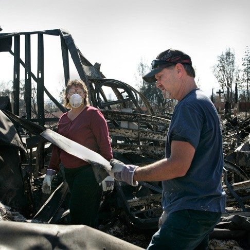 Family returns to their burned home